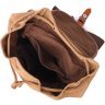 Великий текстильний чоловічий рюкзак коричневого кольору з клапаном на магніті Vintage 2422155 - 4