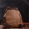Великий текстильний чоловічий рюкзак коричневого кольору з клапаном на магніті Vintage 2422155 - 8