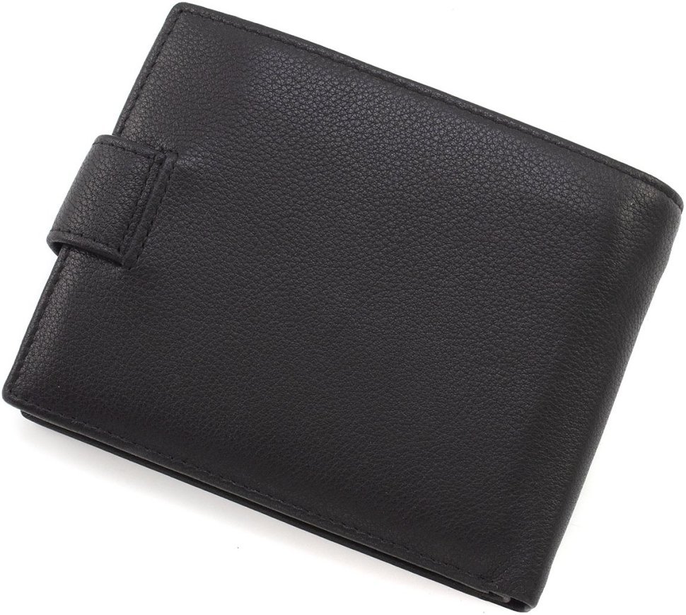Черное мужское портмоне из натуральной кожи с блоком под документы Marco Coverna 68652