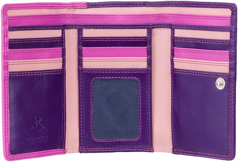 Середній жіночий гаманець з натуральної шкіри філетово-рожевого кольору з RFID - Visconti Bora 68752