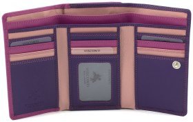 Средний женский кошелек из натуральной кожи фиолетово-розового цвета c RFID - Visconti Bora 68752