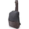 Чоловіча сумка-рюкзак на одне плече з натуральної шкіри та текстилю TARWA (21691) - 1