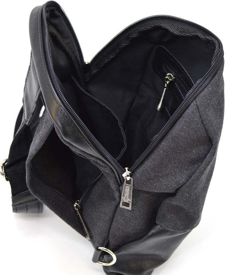 Чоловіча сумка-рюкзак на одне плече з натуральної шкіри та текстилю TARWA (21691)