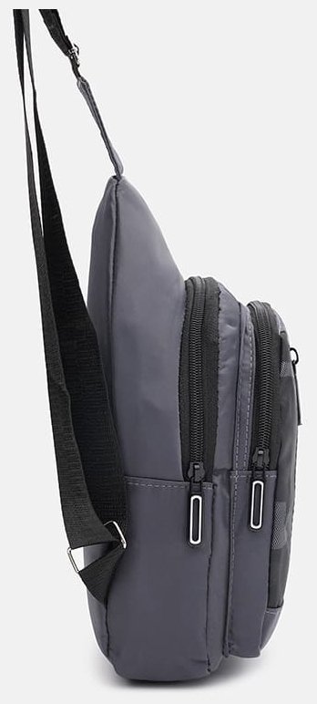 Практичний чоловічий слінг через плече із якісного текстилю Monsen 89252 Сірий modnotak фото №4