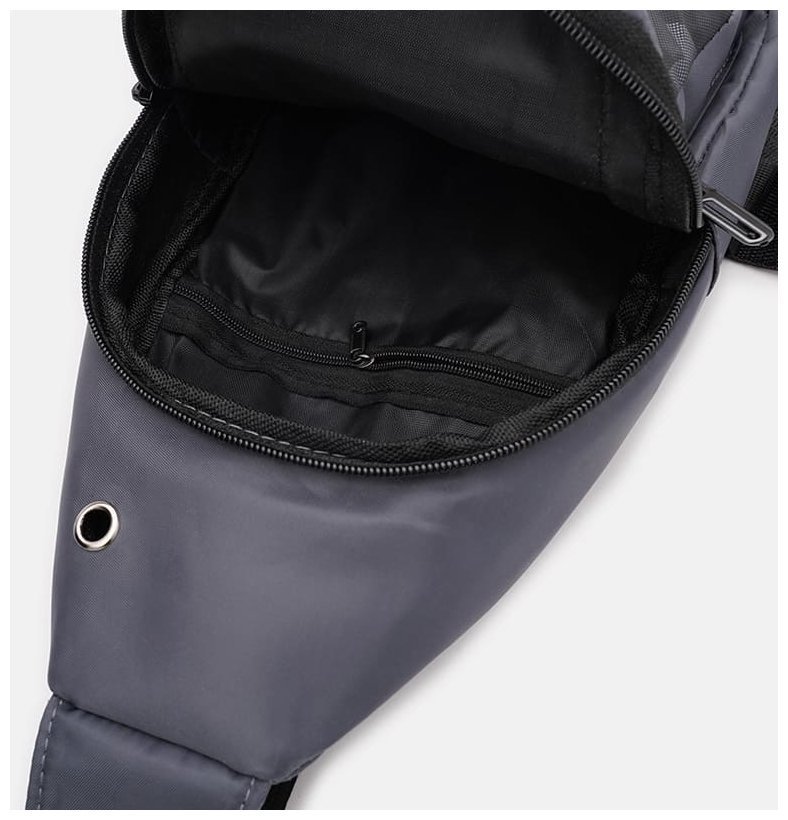 Практичний чоловічий слінг через плече із якісного текстилю Monsen 89252 Сірий modnotak фото №5