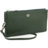 Жіночий темно-зелений гаманець-клатч великого розміру з натуральної шкіри ST Leather (15333)