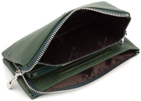 Жіночий темно-зелений гаманець-клатч великого розміру з натуральної шкіри ST Leather (15333)