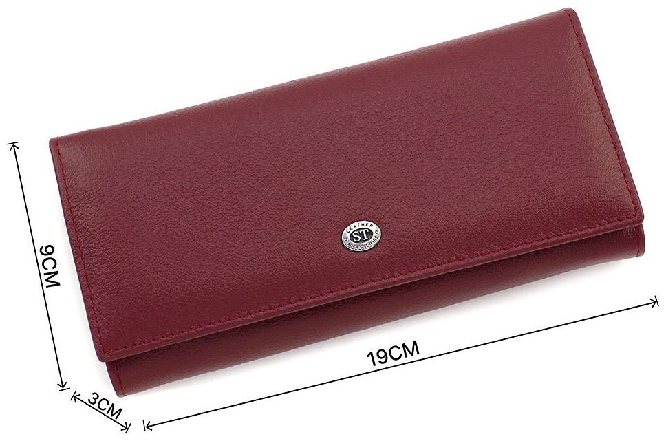 Бордовый женский кошелек из зернистой натуральной кожи под много купюр ST Leather (15395) modnotak фото №3