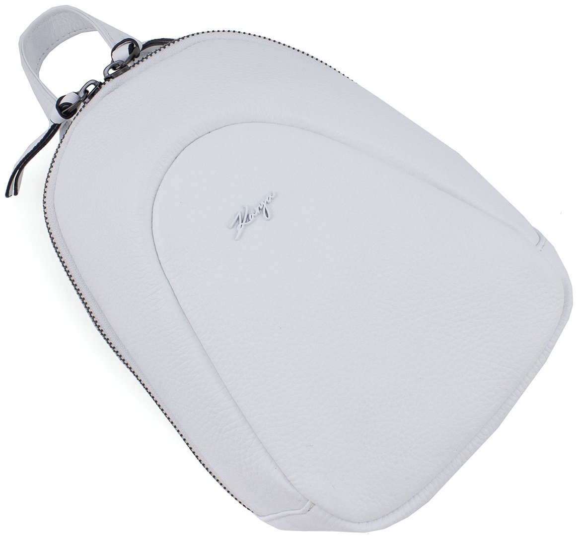 Белый женский рюкзак маленького размера из натуральной фактурной кожи KARYA 69752
