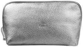 Жіноча срібляста косметичка із натуральної шкіри з вираженою зернистістю Desisan 79852