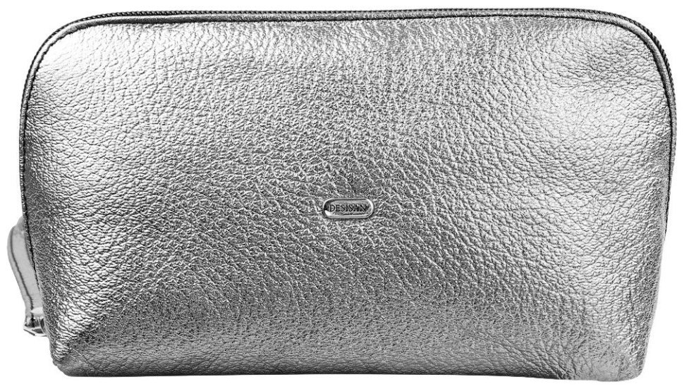 Женская серебристая косметичка из натуральной кожи с выраженной зернистостью Desisan 79852 фото №1 Женская серебристая косметичка из натуральной кожи с выраженной зернистостью Desisan 79852 modnotak фото №1