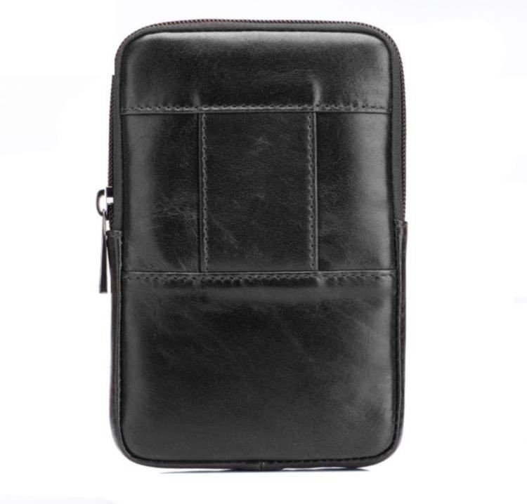 Стильная мужская сумка-чехол на пояс из натуральной кожи черного цвета Bull (19703)