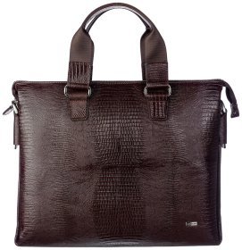 Ділова сумка з натуральної шкіри з лазерною фактурою для документів Desisan 80253 коричневого кольору