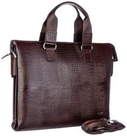 Ділова сумка з натуральної шкіри з лазерною фактурою для документів Desisan 80253 коричневого кольору
