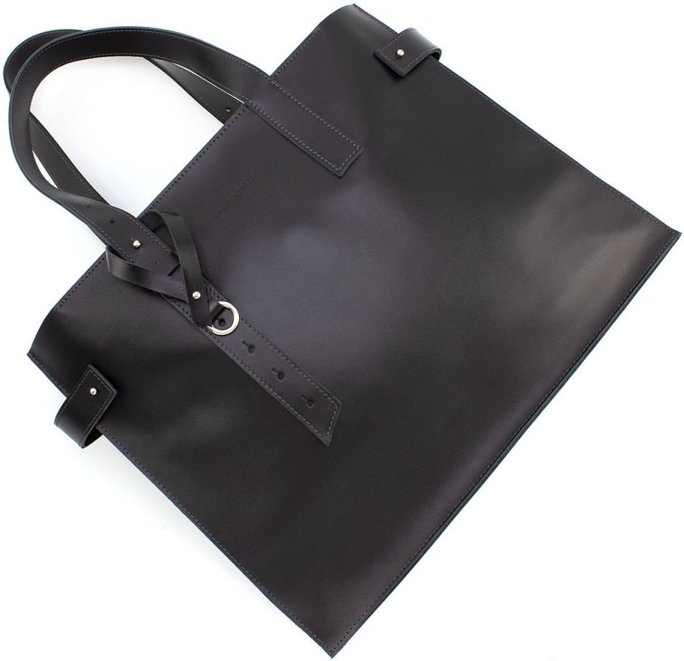 Жіноча сумка-шопер великого розміру з чорної шкіри з довгими ручками Grande Pelle (15597)