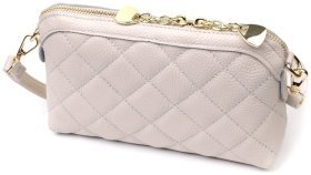 Белая женская сумка-кроссбоди из натуральной стеганной кожи Vintage 2422316