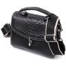 Стильна жіноча сумка із фактурної шкіри чорного кольору з ручкою Vintage 2422416 - 1