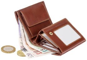 Чоловіче портмоне з натуральної шкіри високої якості в коричневому кольорі без фіксації Visconti Milan 70653