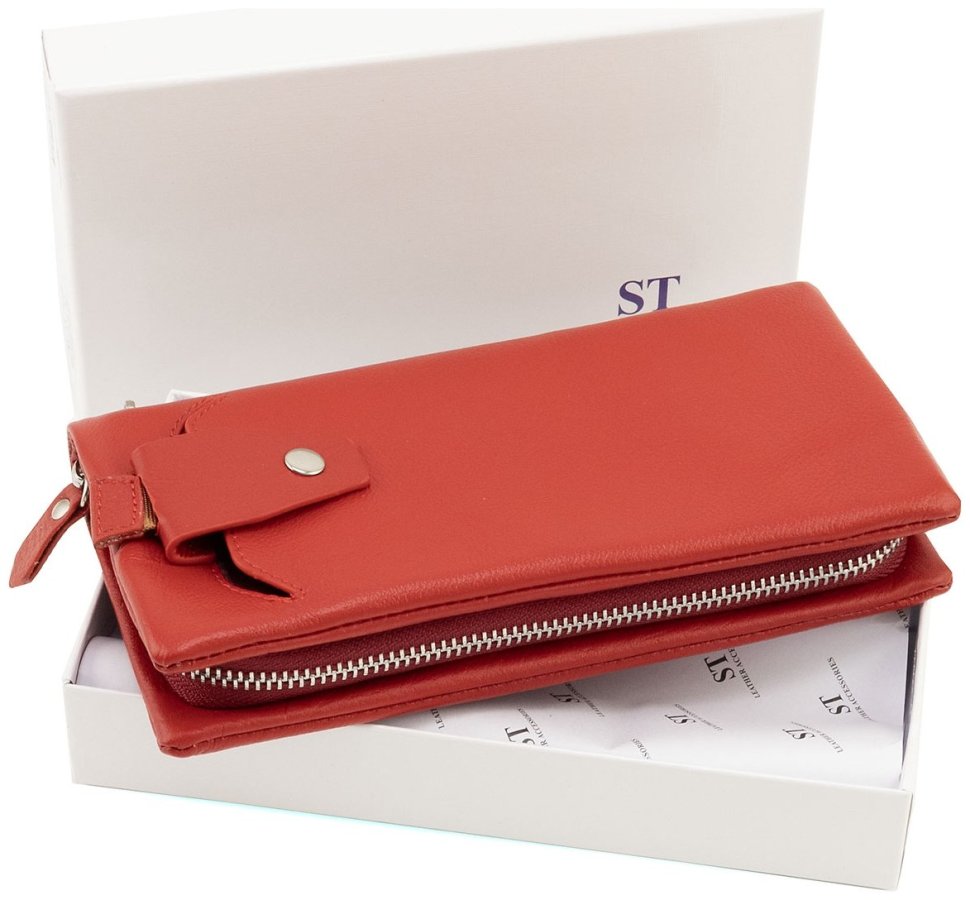 Женский кожаный кошелек с карманом для телефона ST Leather 90853 красного цвета фото №12 Женский кожаный кошелек с карманом для телефона ST Leather 90853 красного цвета modnotak фото №12