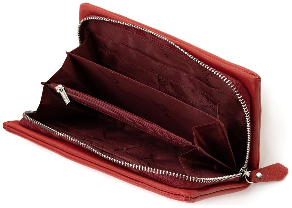 Женский кожаный кошелек с карманом для телефона ST Leather 90853 красного цвета фото №5 Женский кожаный кошелек с карманом для телефона ST Leather 90853 красного цвета modnotak фото №5