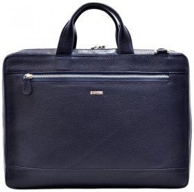 Мужской кожаный портфель синего цвета под ноутбук и документы Desisan 81153