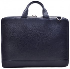 Мужской кожаный портфель синего цвета под ноутбук и документы Desisan 81153