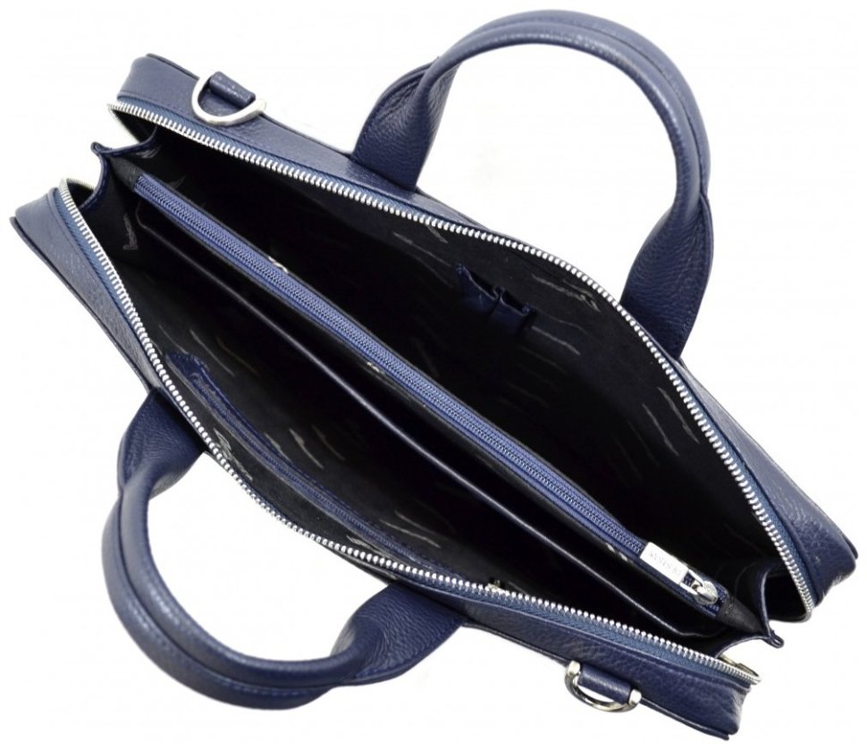 Мужской кожаный портфель синего цвета под ноутбук и документы Desisan 81153 modnotak фото №4