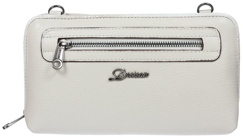 Жіноча сумка-клатч із натуральної шкіри флотар білого кольору Desisan 81253 фото №1 Жіноча сумка-клатч із натуральної шкіри флотар білого кольору Desisan 81253 modnotak фото №1