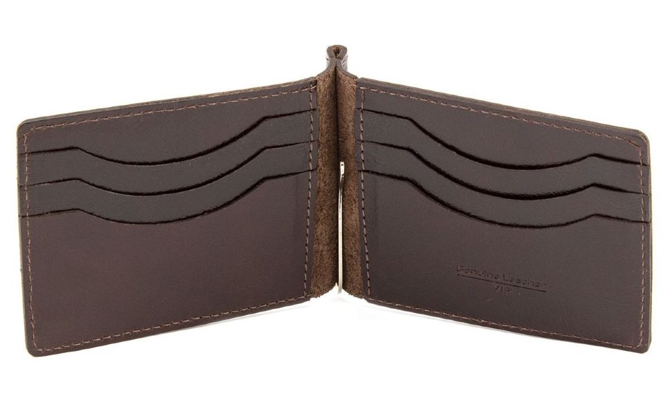 Тонкий темно-коричневий затиск для грошей ST Leather (16841)