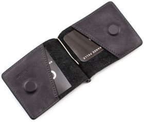 Чорний затиск для купюр з гладкої шкіри Grande Pelle (13119)