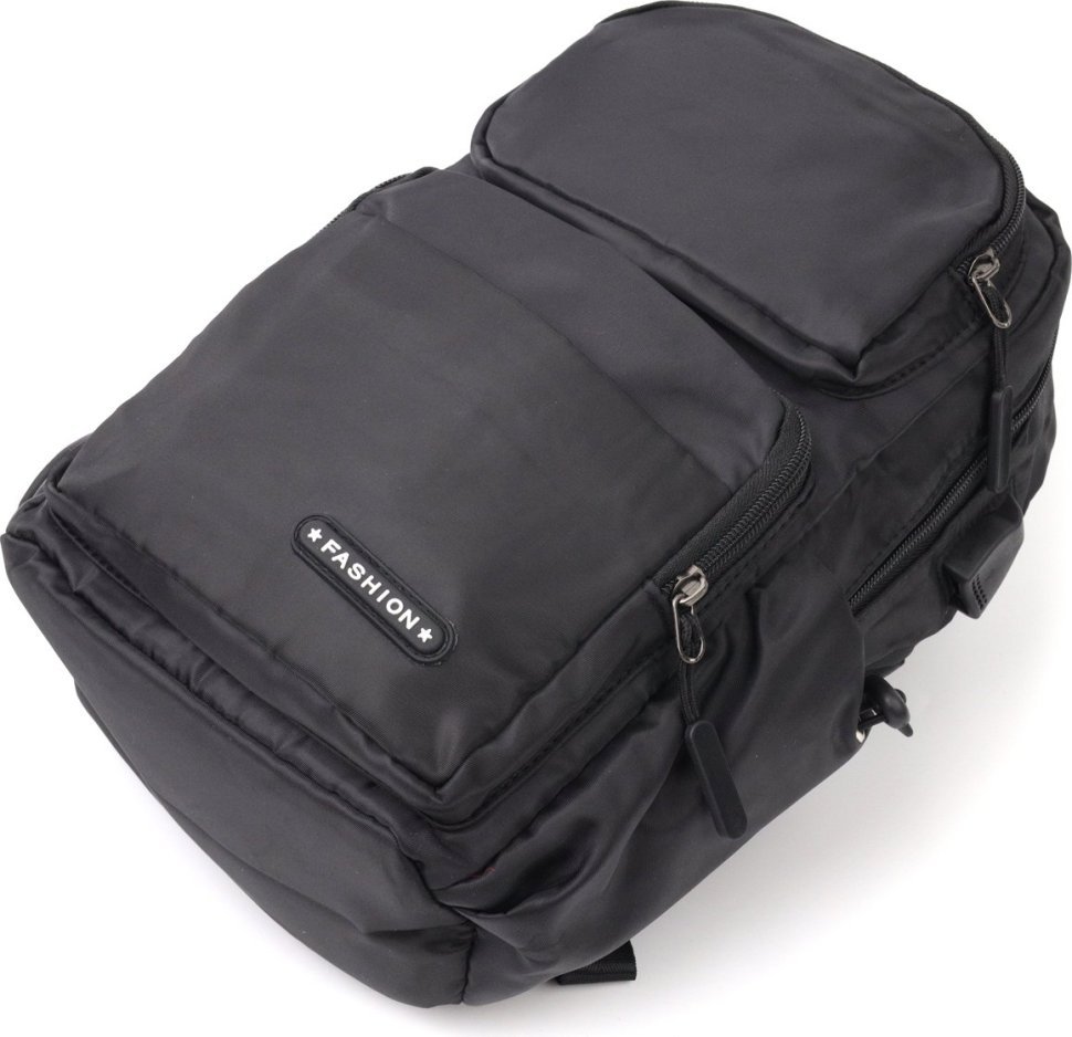 Міський чоловічий текстильний рюкзак чорного кольору Vintage (20574)