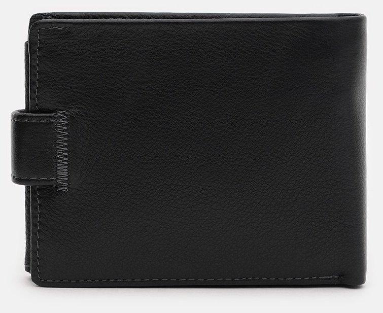 Шкіряне чоловіче портмоне чорного кольору з блоком для карток та документів Ricco Grande 71553