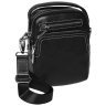 Маленька чоловіча сумка-барсетка з натуральної шкіри чорного кольору з білим рядком Ricco Grande 71653 - 1