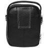 Маленька чоловіча сумка-барсетка з натуральної шкіри чорного кольору з білим рядком Ricco Grande 71653 - 3