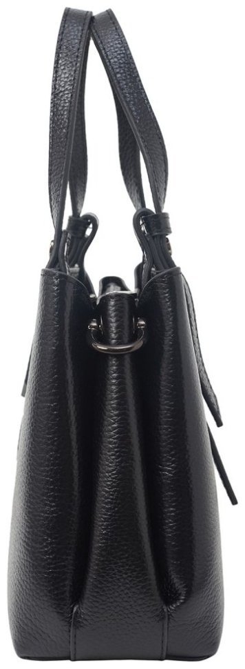 Вместительная женская сумка из зернистой кожи черного цвета Desisan 81753 modnotak фото №3