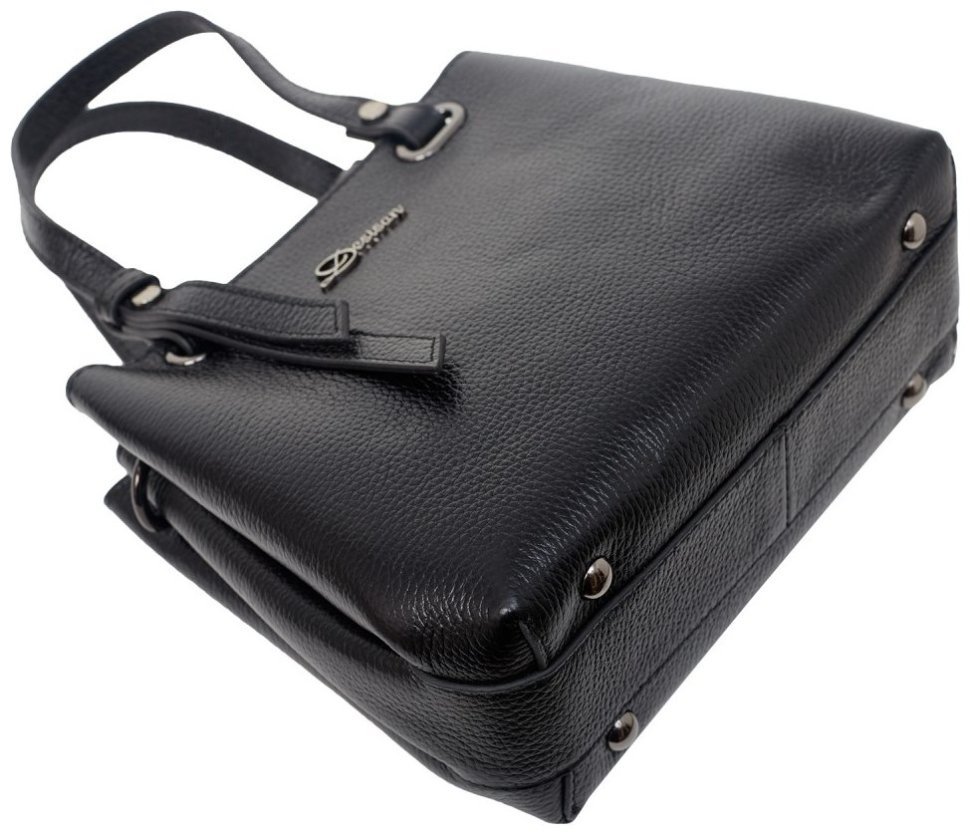 Вместительная женская сумка из зернистой кожи черного цвета Desisan 81753 modnotak фото №5