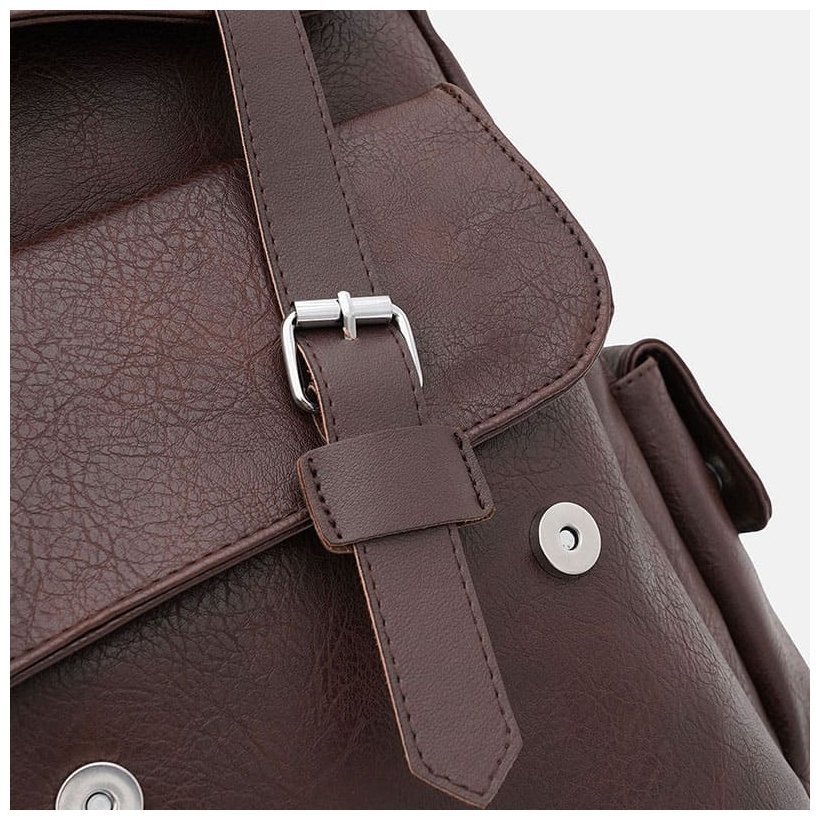 Мужской коричневый рюкзак из кожзама с клапаном Monsen 71953
