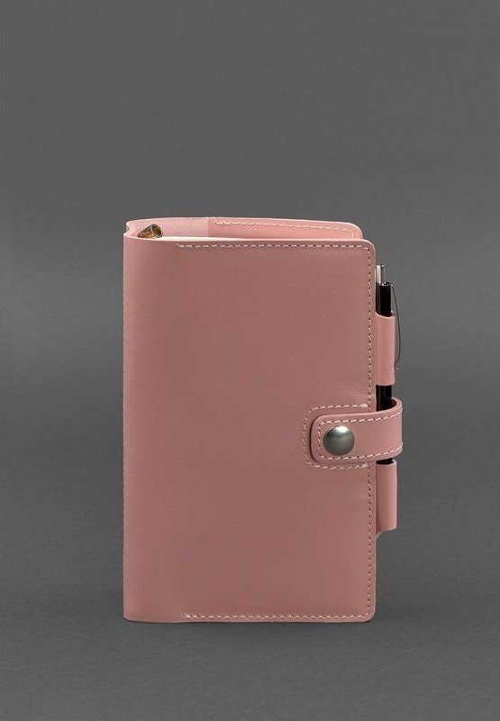 Женский кожаный блокнот (Софт-бук) в розовом цвете на кнопке - BlankNote (42053)