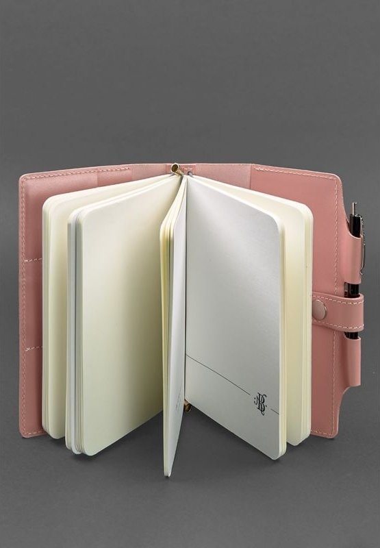 Женский кожаный блокнот (Софт-бук) в розовом цвете на кнопке - BlankNote (42053)