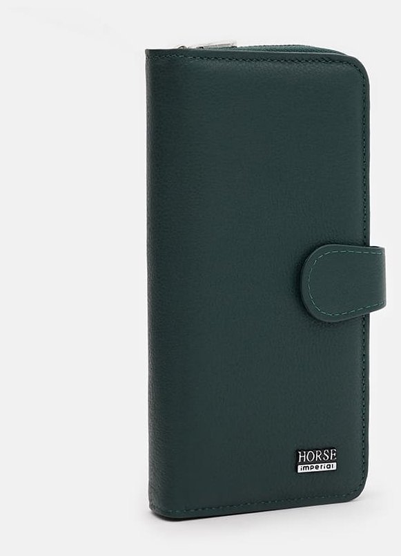 Зелений жіночий гаманець з натуральної шкіри на два відсіки Horse Imperial 72053