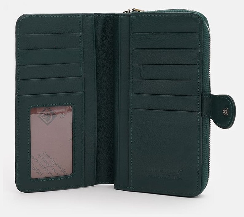 Зелений жіночий гаманець з натуральної шкіри на два відсіки Horse Imperial 72053