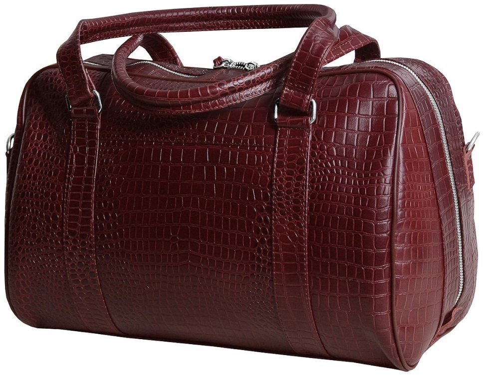 Коричневая дорожная сумка из натуральной кожи с имитицией рептилии Vip Collection 102353 фото №3 Коричневая дорожная сумка из натуральной кожи с имитицией рептилии Vip Collection 102353 modnotak фото №3