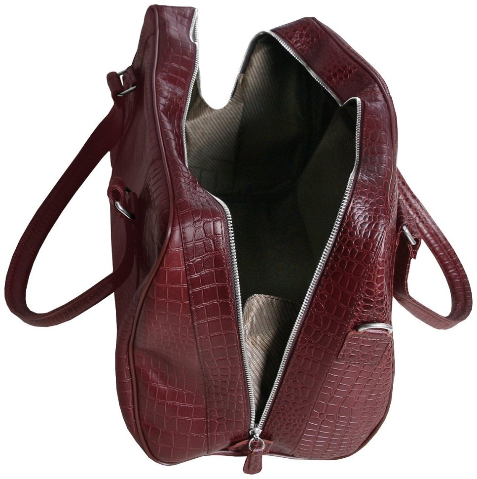 Коричневая дорожная сумка из натуральной кожи с имитицией рептилии Vip Collection 102353 фото №6 Коричневая дорожная сумка из натуральной кожи с имитицией рептилии Vip Collection 102353 modnotak фото №6