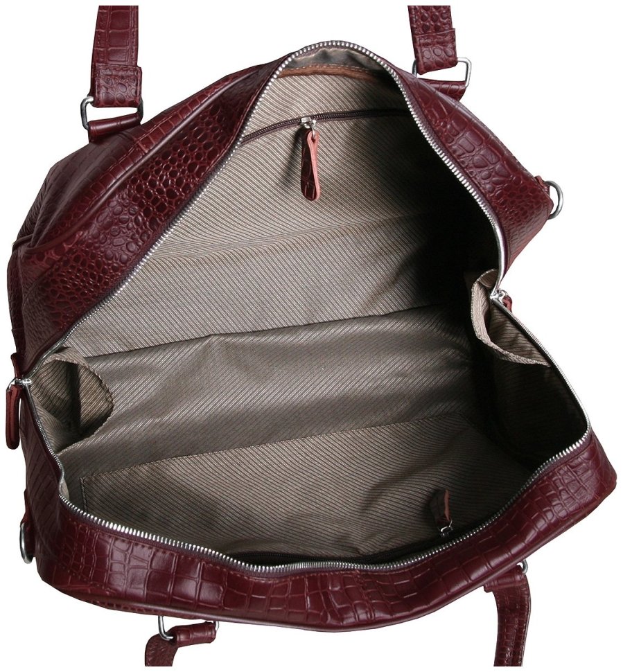 Коричневая дорожная сумка из натуральной кожи с имитицией рептилии Vip Collection 102353 фото №7 Коричневая дорожная сумка из натуральной кожи с имитицией рептилии Vip Collection 102353 modnotak фото №7