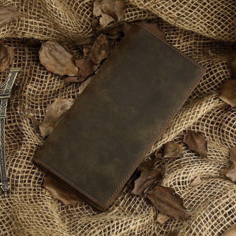 Тонкий чоловічий купюрник коричневого кольору з вінтажній шкіри Vintage (14228)