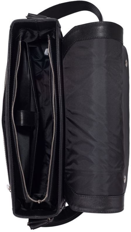 Мужская кожаная сумка-мессенджер с гладкой поверхностью черного цвета TARWA (19947)