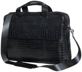 Сумка для ноутбука 15.6″ чорного кольору зі шкіри під рептилію Vip Collection 102553