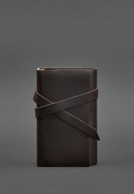 Темно-коричневый кожаный блокнот (Софт-бук) с фиксацией на хлястик - BlankNote (42553)