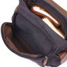 Чорна горизонтальна чоловіча сумка з текстилю з клапаном Vintage (2421247) - 6