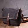 Чорна горизонтальна чоловіча сумка з текстилю з клапаном Vintage (2421247) - 8